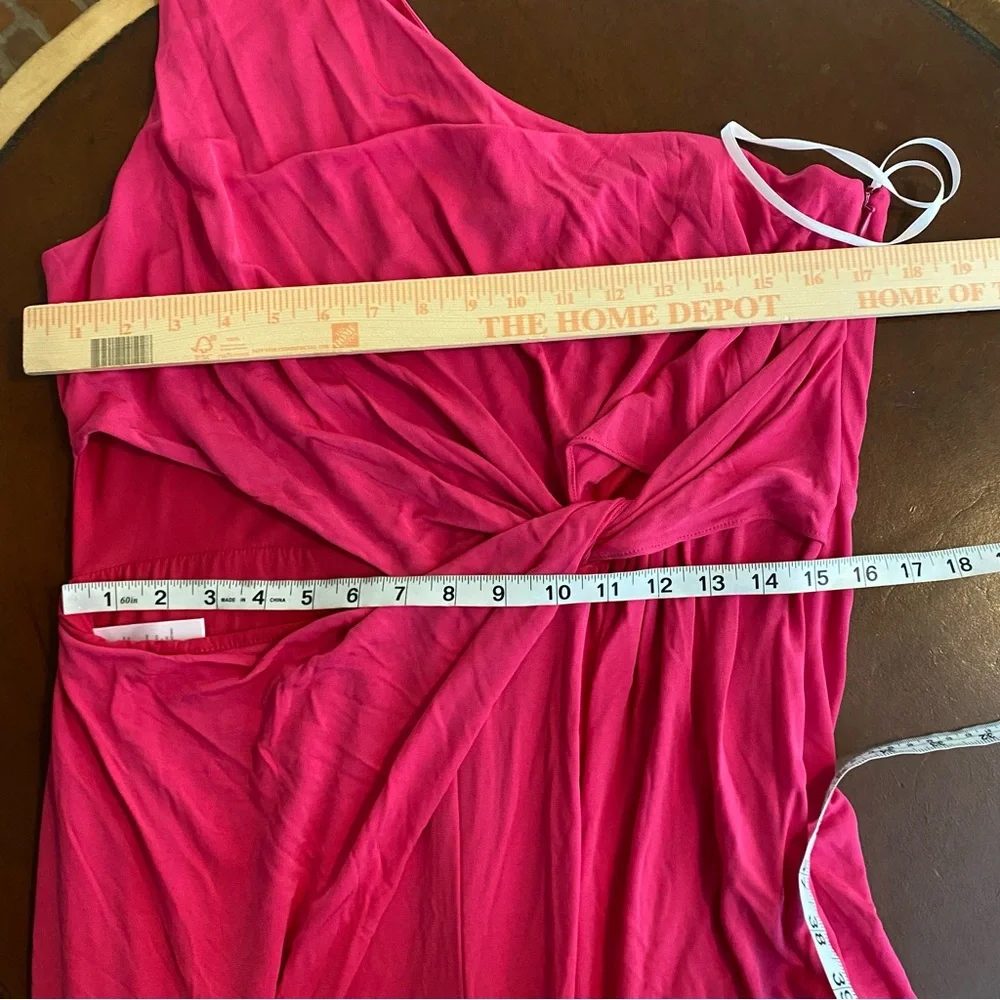 Halston Randi Jersey Twist Jumpsuit Wide Leg Sz 16 Pink Formal‎ Cocktail Wedding